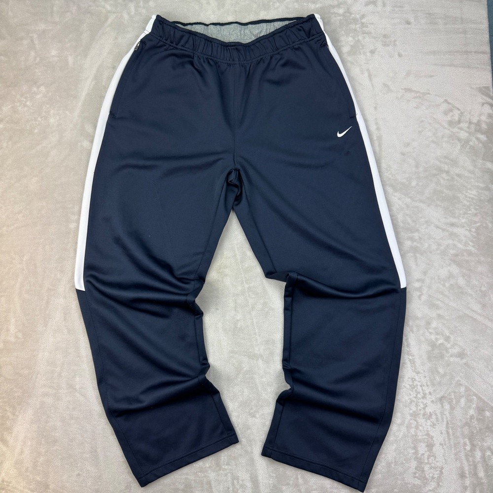 Nike Track Pants Mens L NavyBlue Relaxed Athletic Y2K Joggers Sporty Side Stripe
